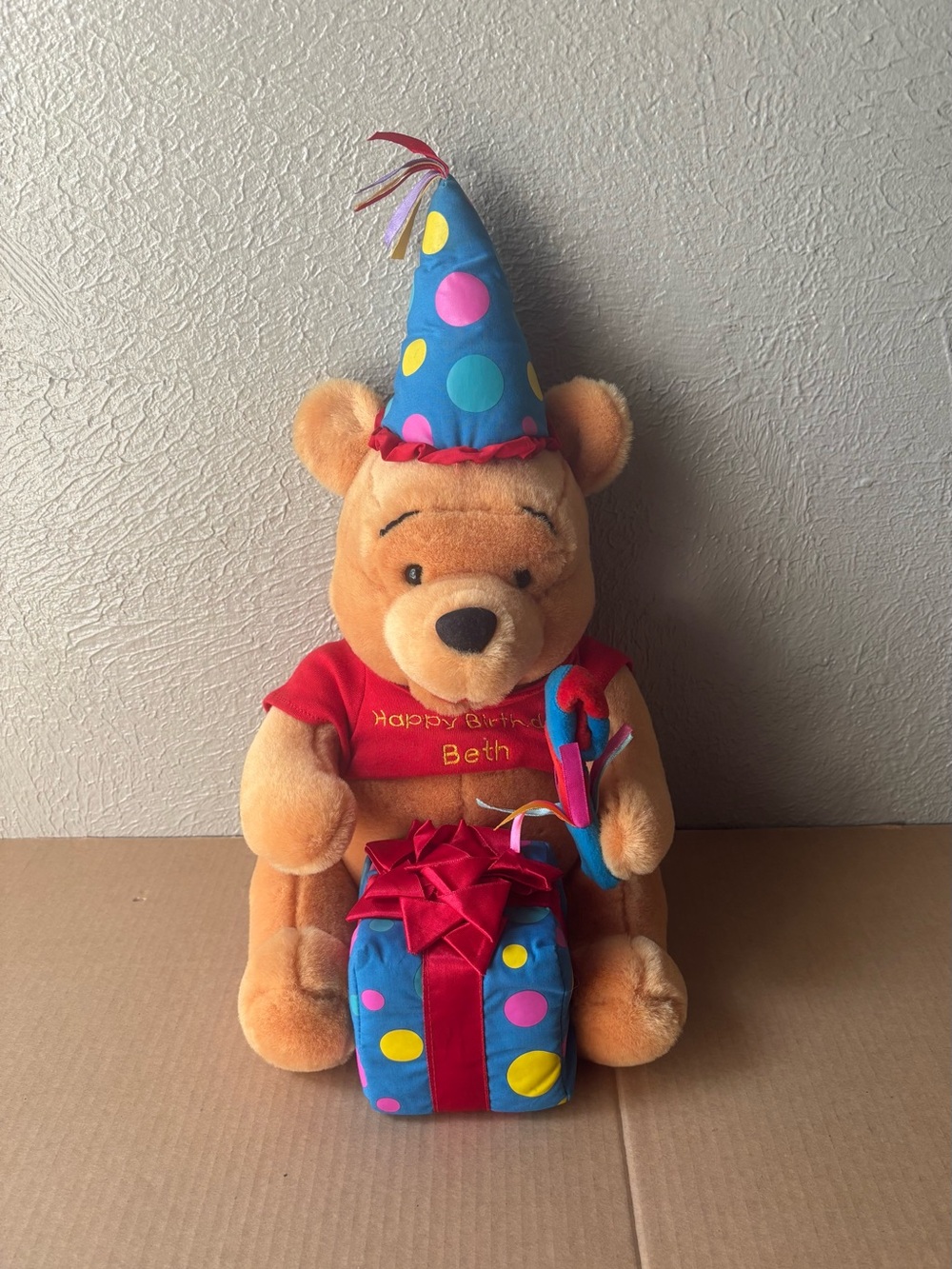 Disney Winnie The Pooh Plush Stuffed Birthday Edition 17 inch